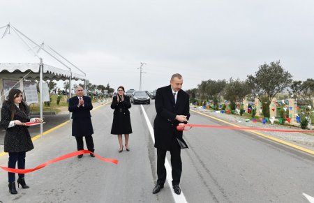 Prezident İlham Əliyev Mehdiabad-Digah-Məmmədli avtomobil yolunun açılışında iştirak edib