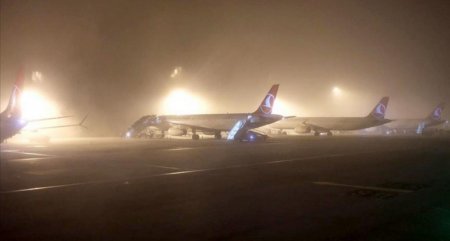 İstanbulda dumanlı hava şəraiti nəqliyyat vasitələrinin işində çətinlik törədir