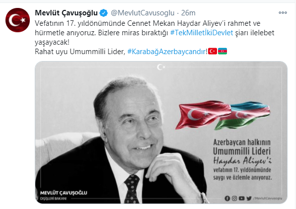 “Heydər Əliyevin bizə miras qoyduğu şüar əbədi yaşayacaq” - Çavuşoğlu
