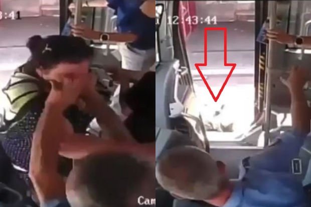 Sumqayıtda DƏHŞƏT: Sürücü onu təhqir edən qadını təpiklə avtobusdan atdı