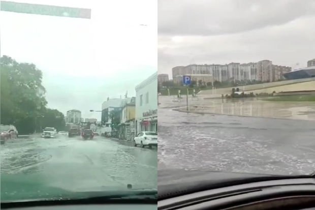 Yağışın Bakı yollarında yaratdığı çətinliklər