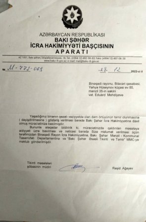 BİLƏCƏRİ SAKİNLƏRİ “YAĞIŞDAN ÇIXIB YAĞMURA DÜŞÜBLƏR” – ŞİKAYƏT / FAKT