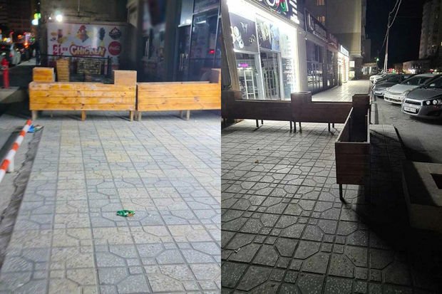 Xırdalanda səkini zəbt edib restoran saldılar 