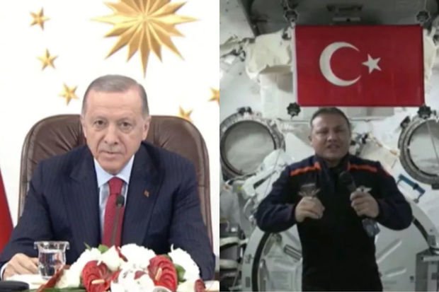 İlk türkiyəli astronavt Alper Gezeravcı kosmosdan Ərdoğanla danışdı