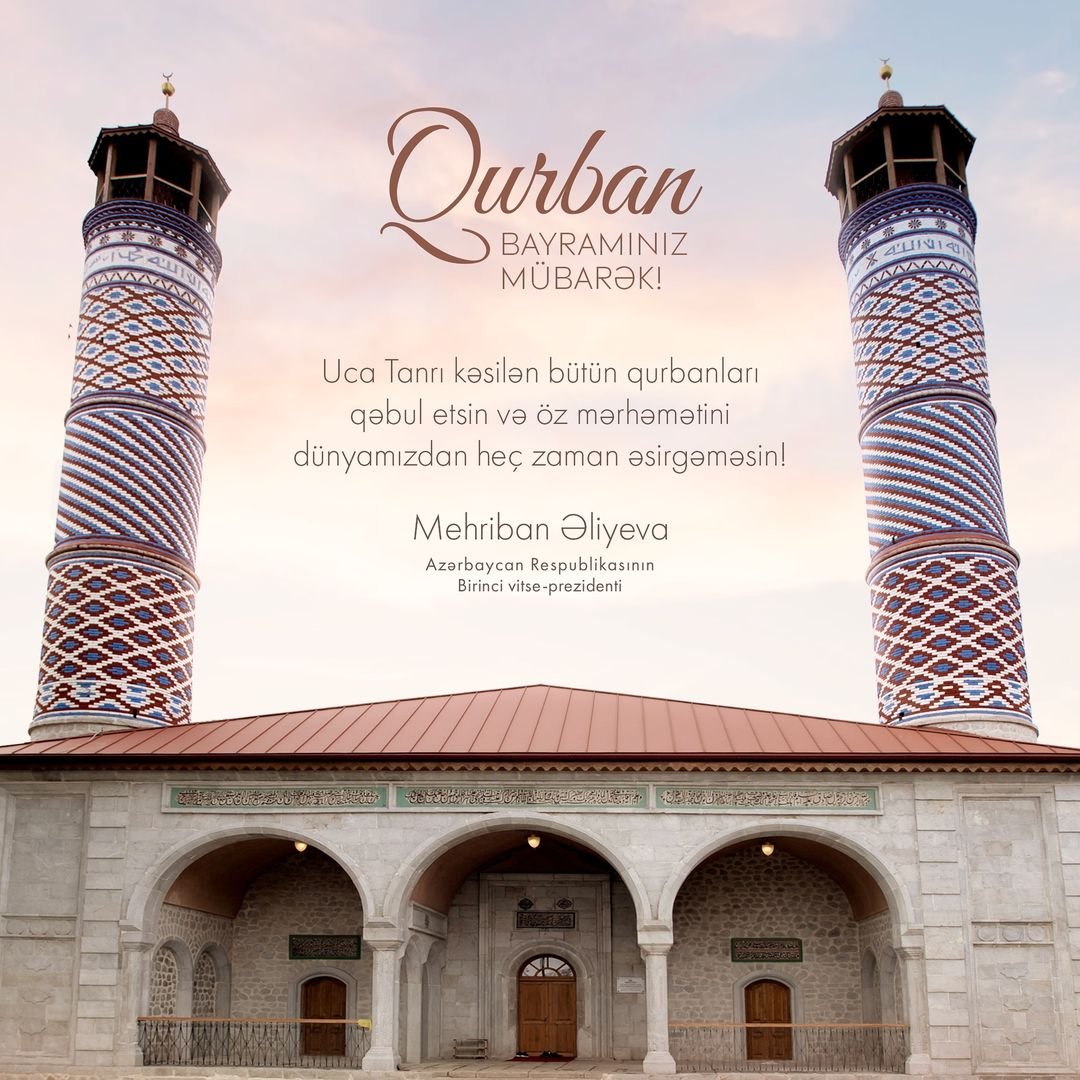 Mehriban Əliyevadan Qurban bayramı paylaşımı