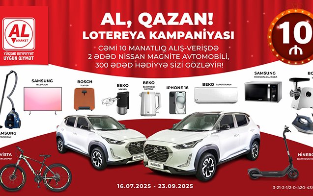 “Al Market”də “Al, qazan!” tirajlı stimullaşdırıcı lotereya başladı!